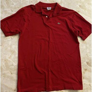 Mens Lacoste Red Polo Shirt Short Sleeve Size 7 Peru Cotton Solid 2XL